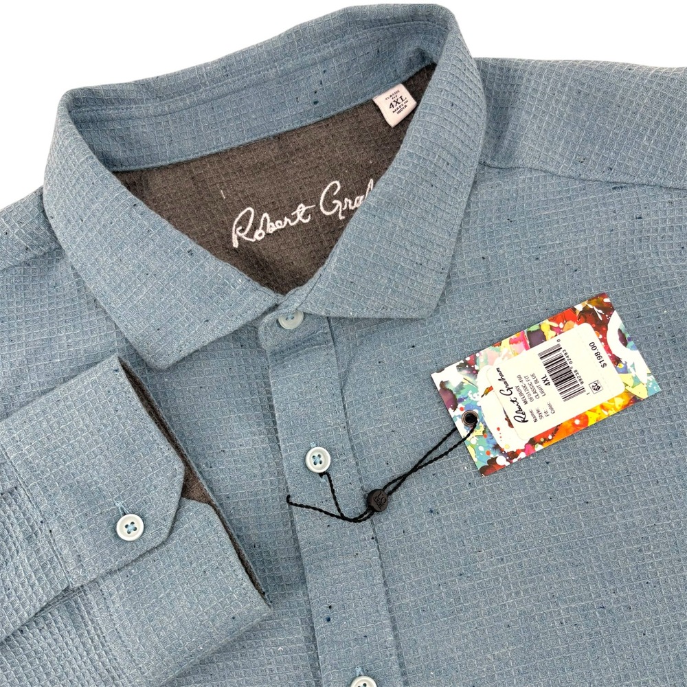 Robert Graham Melbury Light Blue Waffle Knit Classic Fit Shirt 4XL RF5120C-450